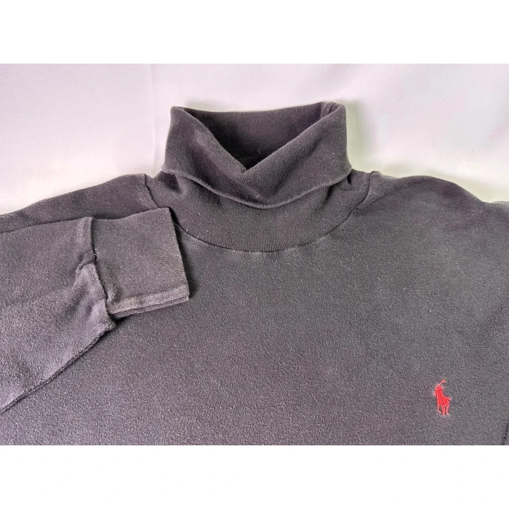 Vintage‎ 90s Polo Ralph Lauren Black Turtleneck Long Sleeve Shirt Red Pony Large